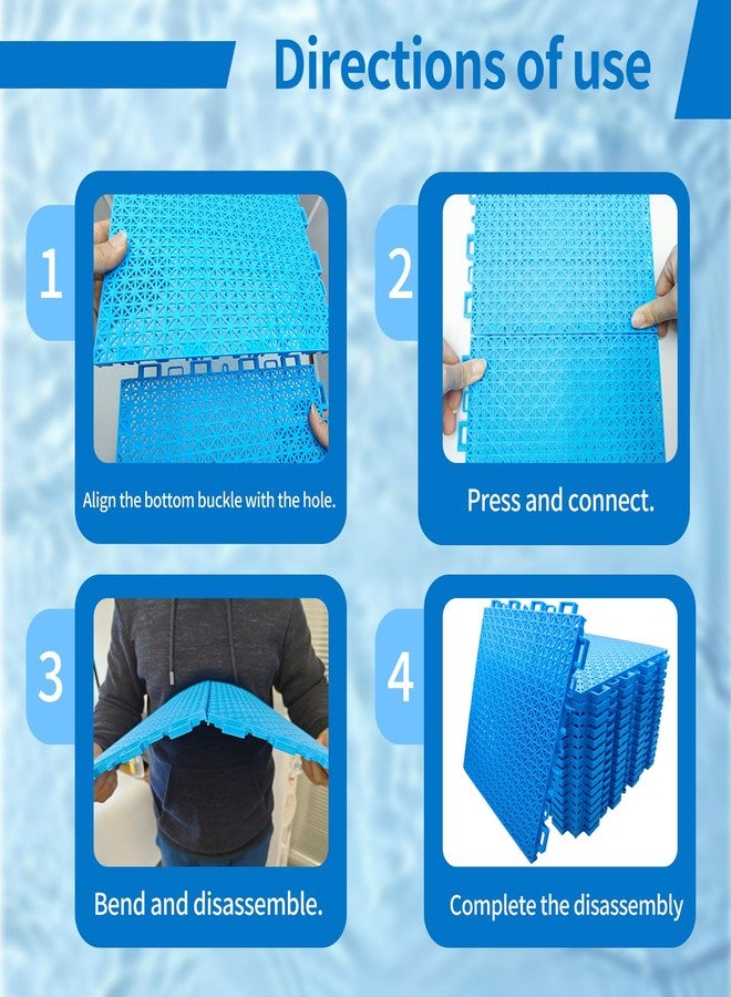 KEOHOLI 16pcs Pool Drainage Mat,Above Ground Walkways to Prevent Dirt from Entering The Pool, Pool Mats with Multiple Splicing Methods,Interlocking Plastic Floor for Pools Shower Rooms (10.3" x 10.3") - Image 5