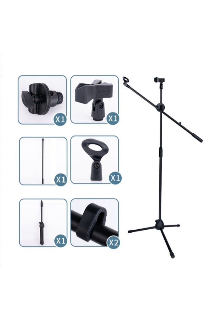 Adjustable Boom Arm Height Microphone Stand with Tripod Base - Image 2