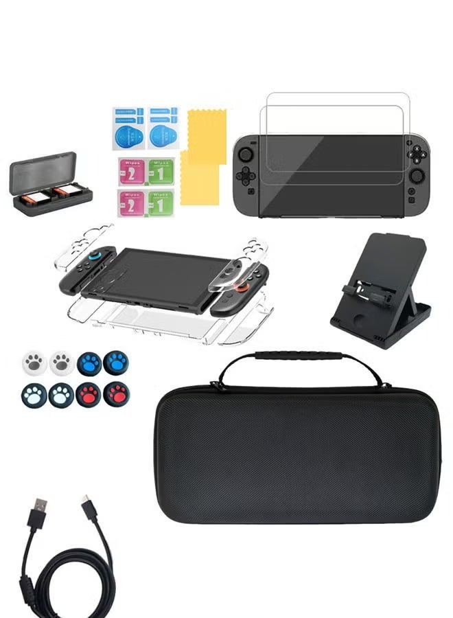 Risen Carrying Case for Nintendo Switch 2, 25 in 1, with 12 Game Card Slots, Screen Protectors and protective case and Grips Caps for Switch 2 Accessories - Image 1