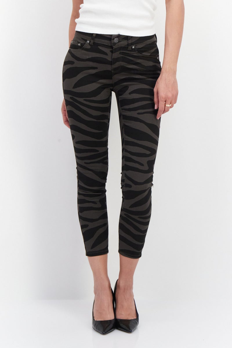 ONLY Women Regular Fit Camflogue  Denim Jeans, Olive - Image 1