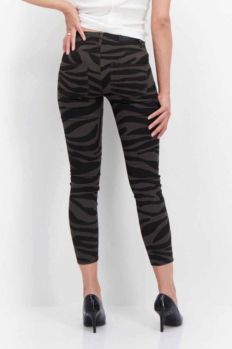 ONLY Women Regular Fit Camflogue  Denim Jeans, Olive - Image 2