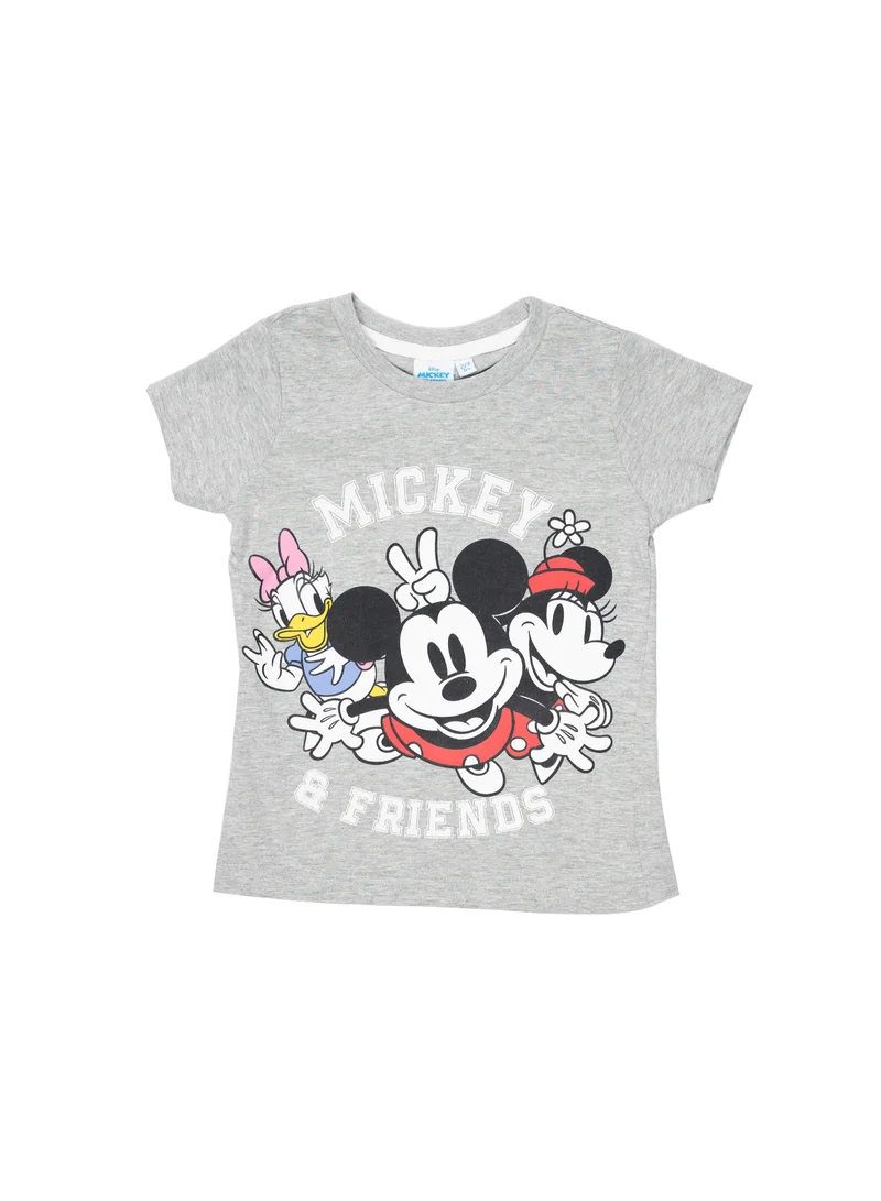 Mickey & Friends Disney Mickey & Minnie Friends Girls T-Shirt, Heather Grey
