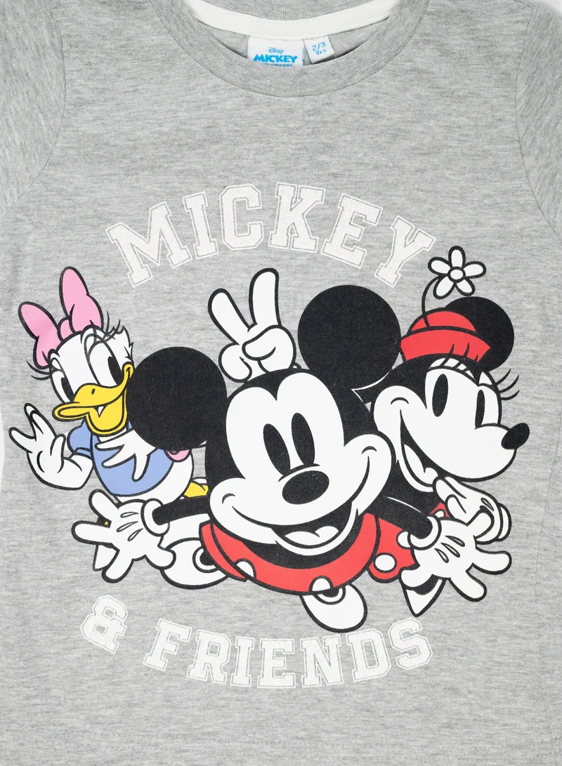 Mickey & Friends Disney Mickey & Minnie Friends Girls T-Shirt, Heather Grey