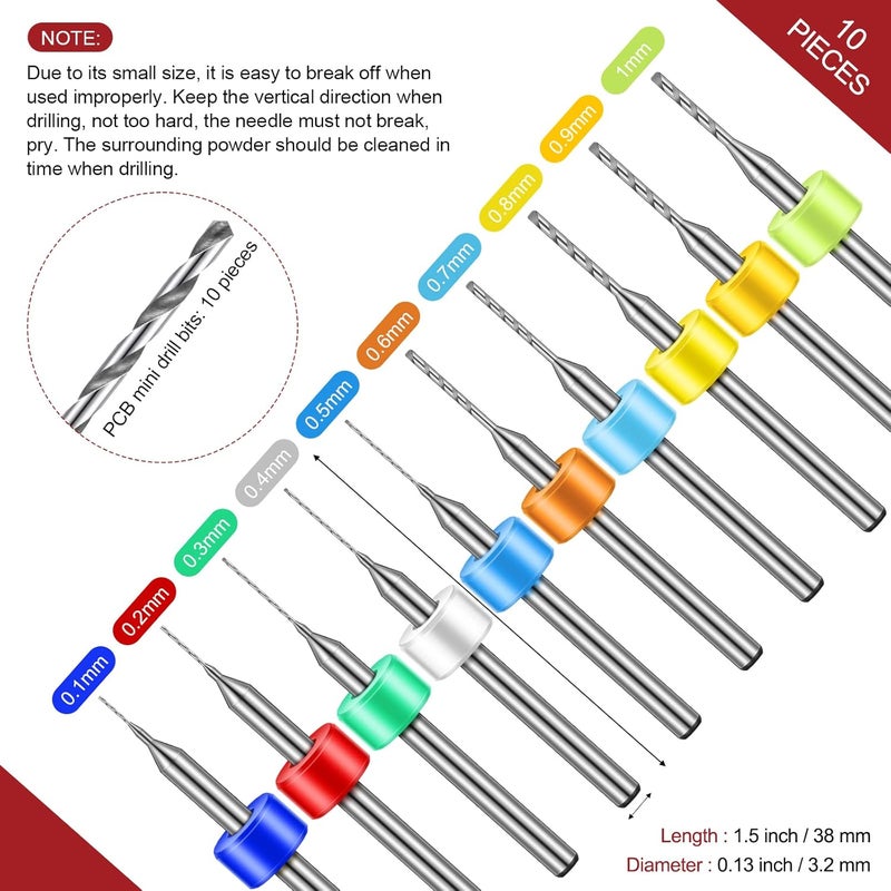 Zhehao 59 Pieces Hand Drill Bits Set Include 49 Pcs Metal Pin Vise Hand Drill Micro Mini Twist and 10 Pcs Tungsten Carbide PCB Rotary Tools for Resin Polymer Wood Craft DIY Jewelry Making Carving - Image 2