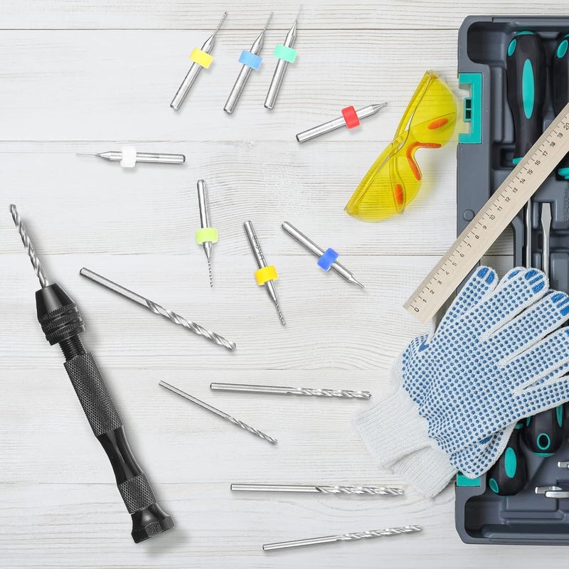 Zhehao 59 Pieces Hand Drill Bits Set Include 49 Pcs Metal Pin Vise Hand Drill Micro Mini Twist and 10 Pcs Tungsten Carbide PCB Rotary Tools for Resin Polymer Wood Craft DIY Jewelry Making Carving - Image 5