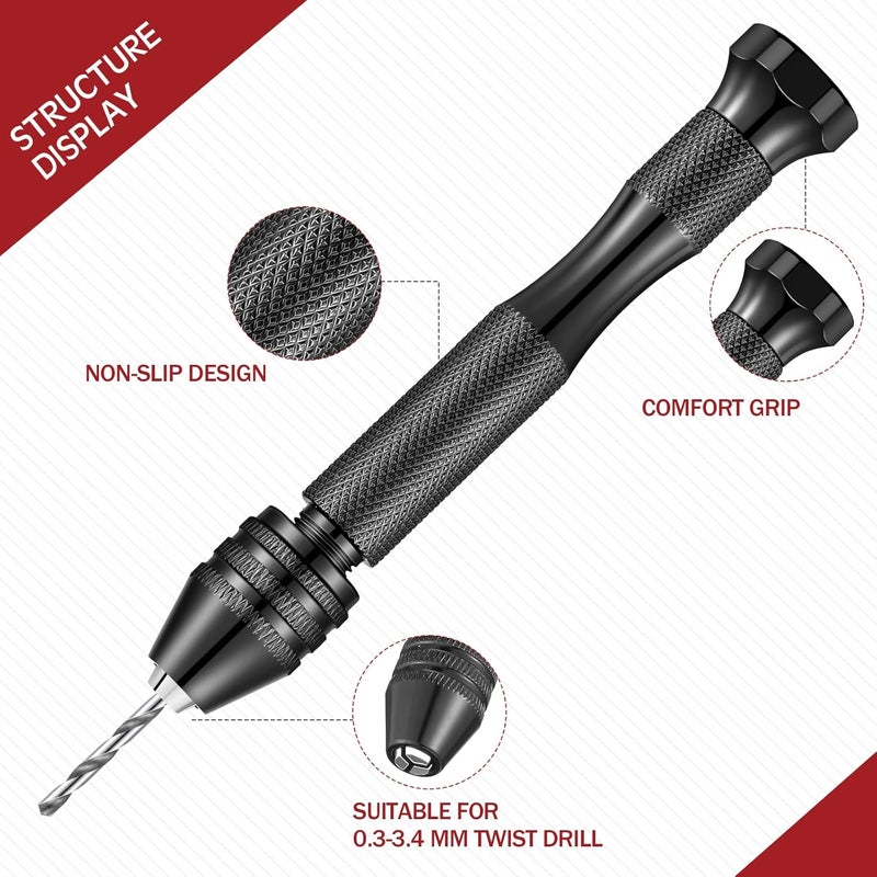 Zhehao 59 Pieces Hand Drill Bits Set Include 49 Pcs Metal Pin Vise Hand Drill Micro Mini Twist and 10 Pcs Tungsten Carbide PCB Rotary Tools for Resin Polymer Wood Craft DIY Jewelry Making Carving - Image 4