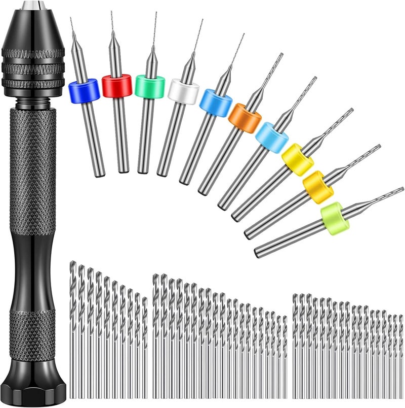 Zhehao 59 Pieces Hand Drill Bits Set Include 49 Pcs Metal Pin Vise Hand Drill Micro Mini Twist and 10 Pcs Tungsten Carbide PCB Rotary Tools for Resin Polymer Wood Craft DIY Jewelry Making Carving - Image 1