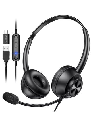 H368 USB Headset with Microphone for PC, Computer Headset with Mic, Wired Headset with USB-A & USB-C, Mute, in-Line Controls Call Center Headset for Work PC Laptop Office Phone Meeting Zoom Skype - pzsku/ZA7139F509031F49DD4C9Z/45/_/1732892445/9a561fd1-5ec0-45d9-a14f-bc7490b184cc