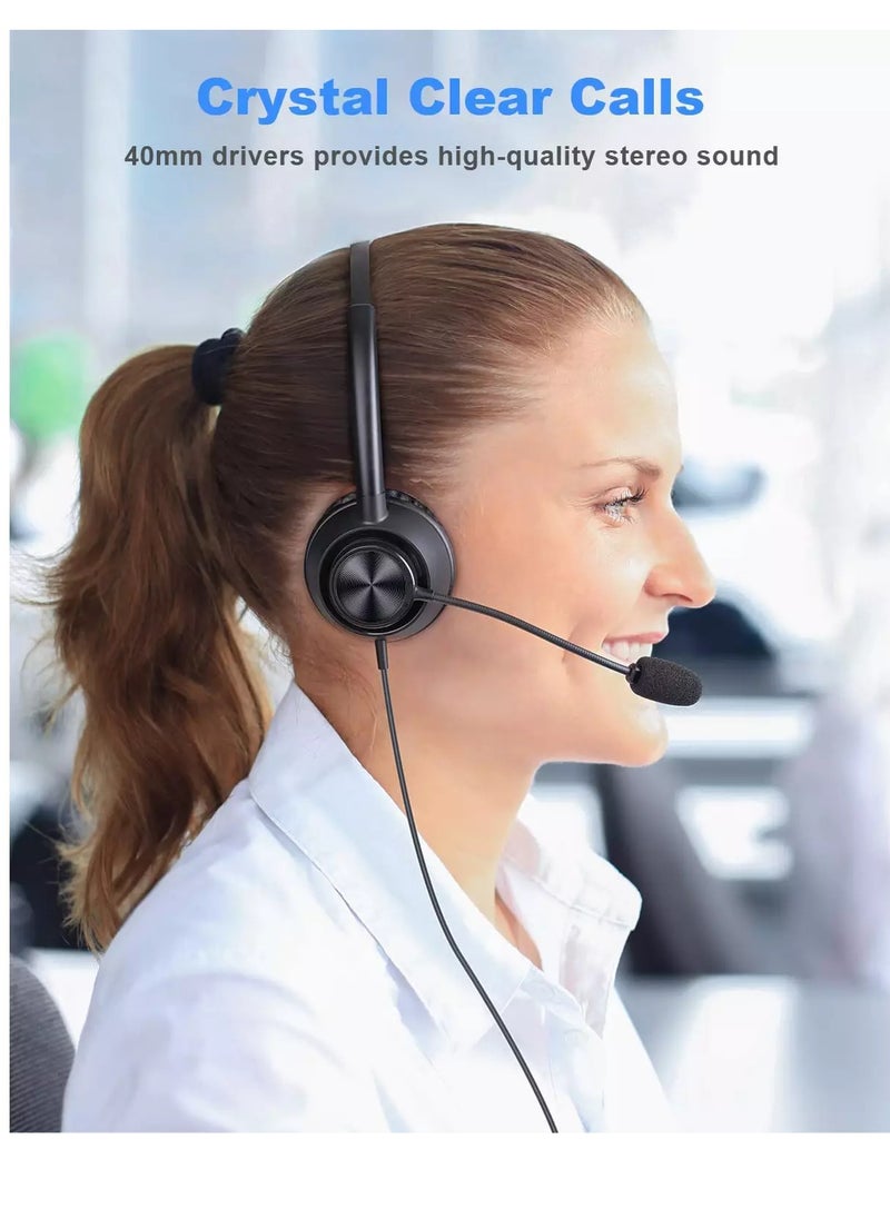 New Bee - H368 USB Headset with Microphone for PC, Computer Headset with Mic, Wired Headset with USB-A & USB-C, Mute, in-Line Controls Call Center Headset for Work PC Laptop Office Phone Meeting Zoom Skype - Image 1