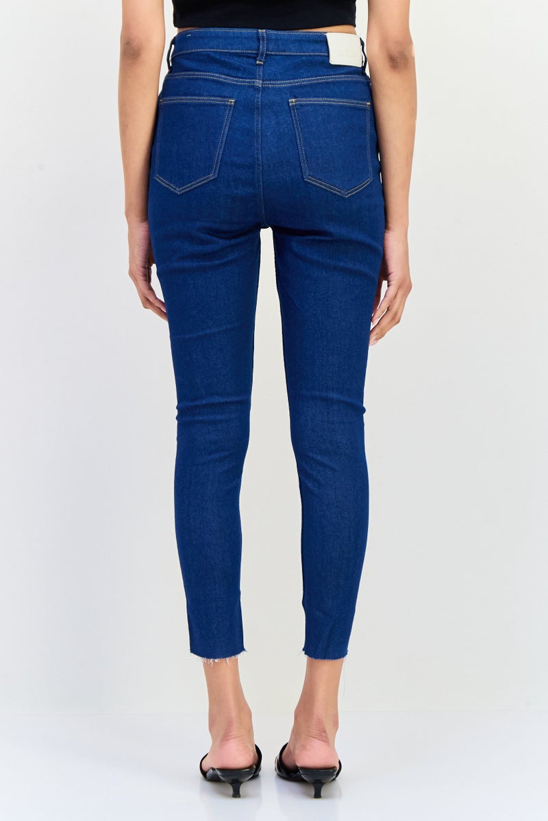 ONLY Women Regular Fit Solid Stretchable Demin Jeans, Dark Blue  - Image 3