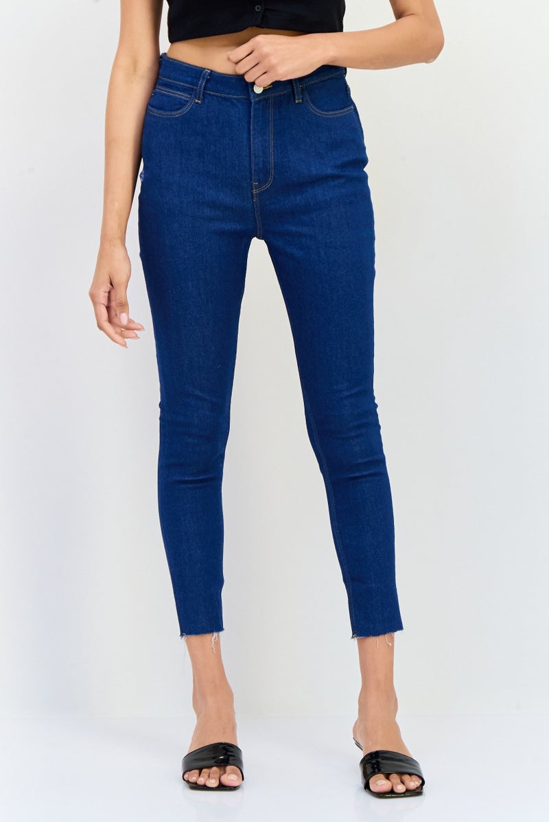 ONLY Women Regular Fit Solid Stretchable Demin Jeans, Dark Blue  - Image 1