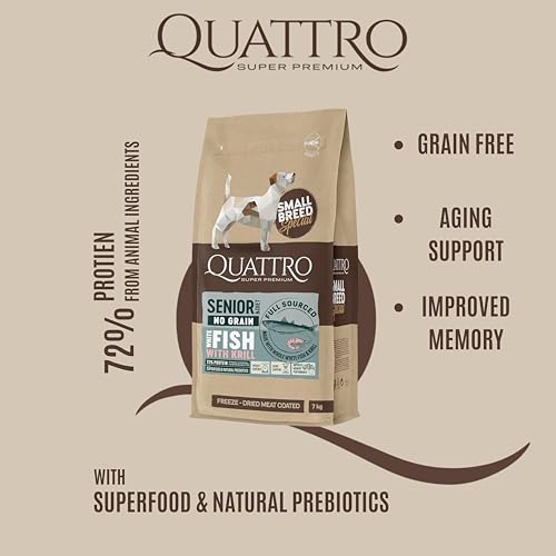 Quattro Super Premium Senior/Light Dog Food for Mini Breeds - White Fish & Krill, 1.5 kg - Image 3
