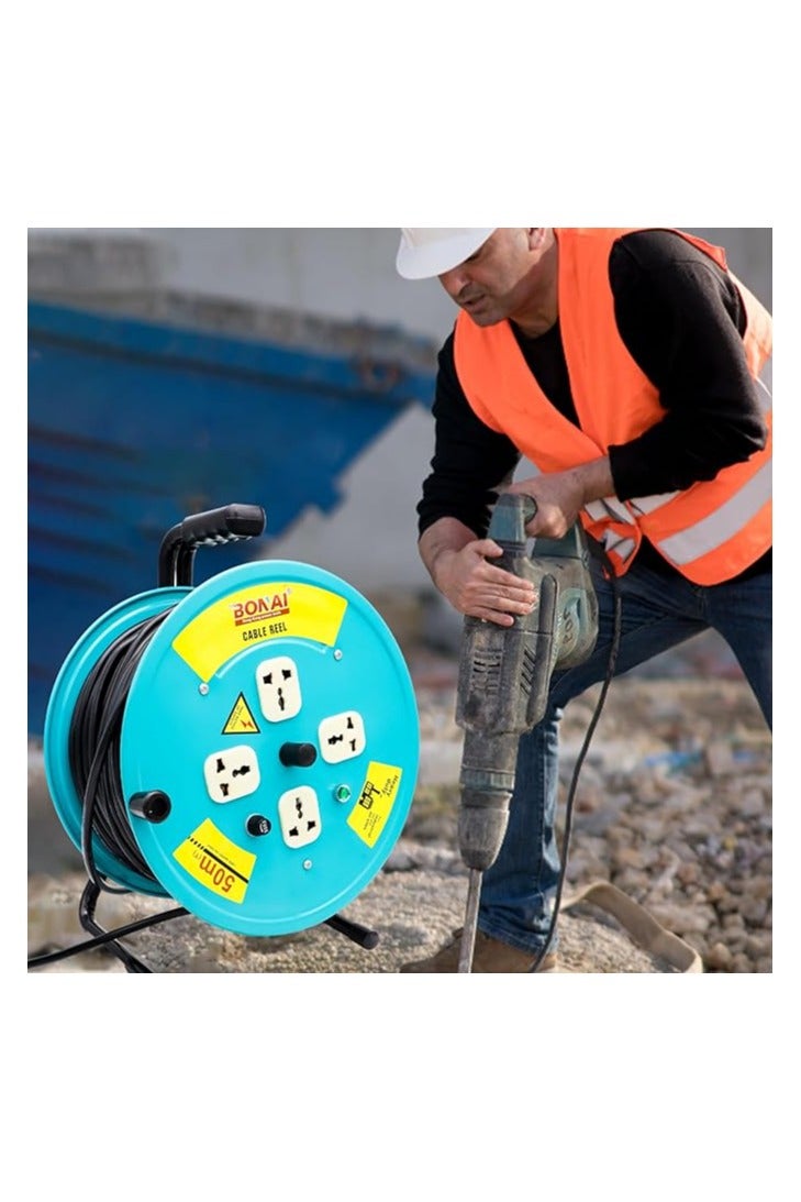 Bonai 25-Meter-2Core x 2.5mm Extension Reel: Power Your Space Safely and Efficiently with 4 Sockets and Fuse Protection - Image 4