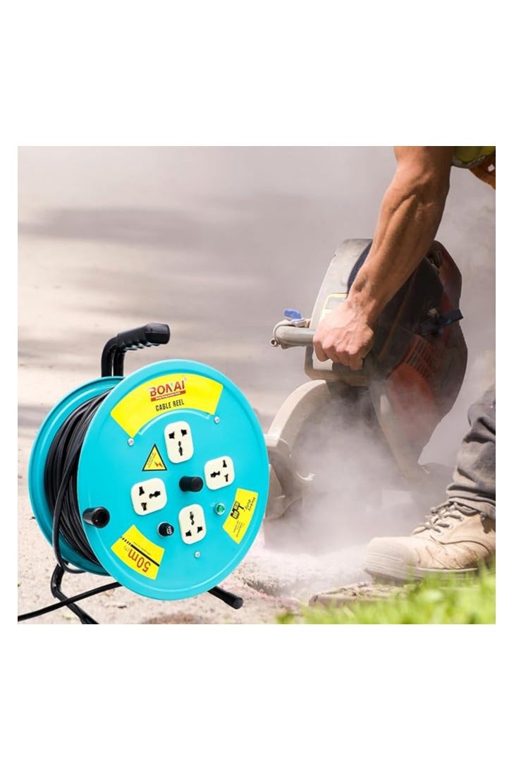 Bonai 25-Meter-2Core x 2.5mm Extension Reel: Power Your Space Safely and Efficiently with 4 Sockets and Fuse Protection - Image 5