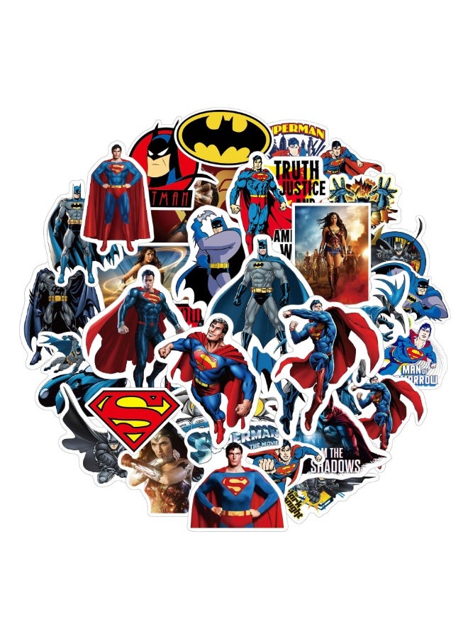 NIBEMINENT 50 Pcs Superman Female Bat Deco Kit Waterproof Stickers, High Definition Printing Bright Colors, Suitable for Laptop Skateboard Luggage Water Bottle Guitar DIY  - Image 2