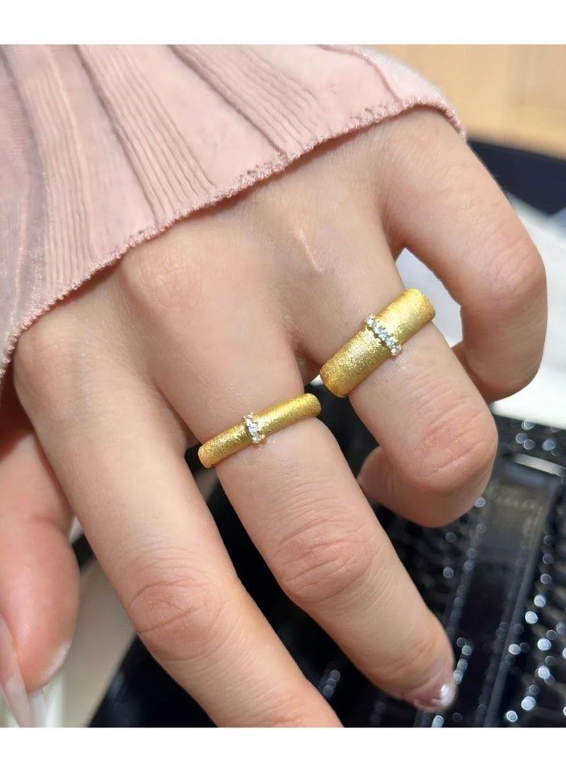 AuliceVerse Gold gift-patterned Couple ring Set 2 Rings Open Adjustable for Stacking Great Gift for Engagements and Birthdays - Image 2