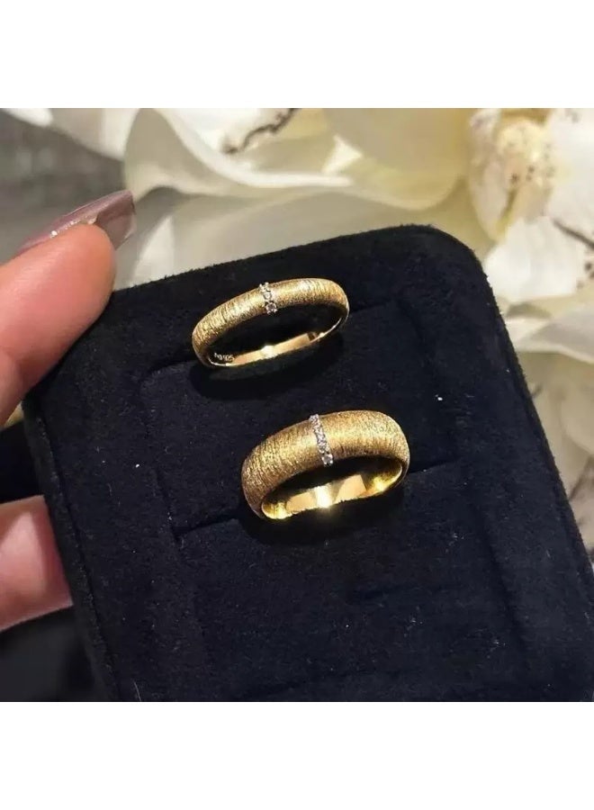 AuliceVerse Gold gift-patterned Couple ring Set 2 Rings Open Adjustable for Stacking Great Gift for Engagements and Birthdays - Image 5