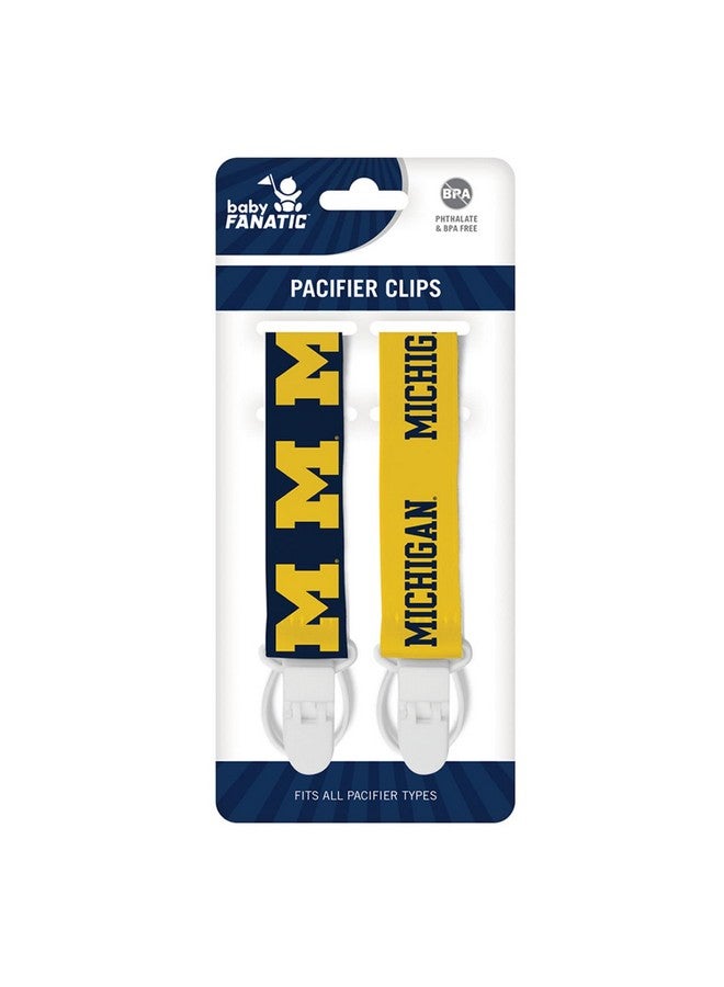 Baby Fanatic BabyFanatic Officially Licensed Unisex Pacifier Clip 2-Pack - NCAA Michigan Wolverines - Officially Licensed Baby Apparel  - Image 1