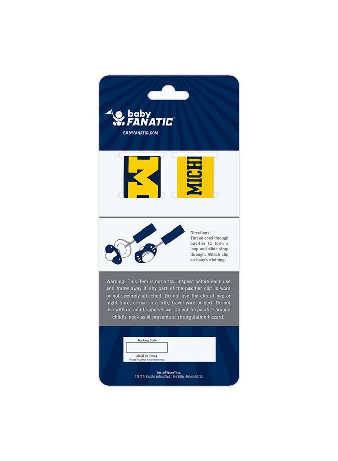 Baby Fanatic BabyFanatic Officially Licensed Unisex Pacifier Clip 2-Pack - NCAA Michigan Wolverines - Officially Licensed Baby Apparel  - Image 2