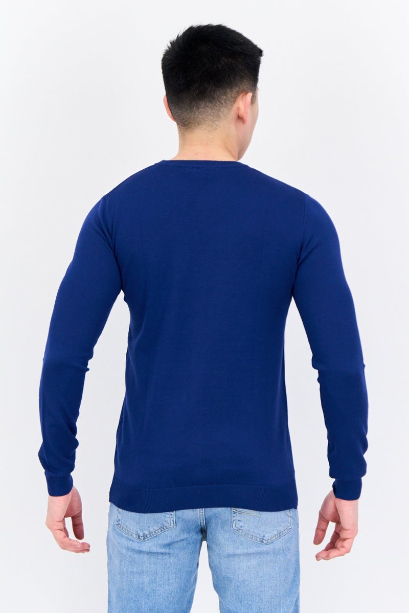 Sorbino سويت شيرت رجالي بأكمام طويلة و ياقة دائرية محبوك، أزرق - Image 3