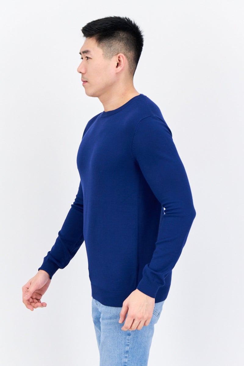 Sorbino سويت شيرت رجالي بأكمام طويلة و ياقة دائرية محبوك، أزرق - Image 2