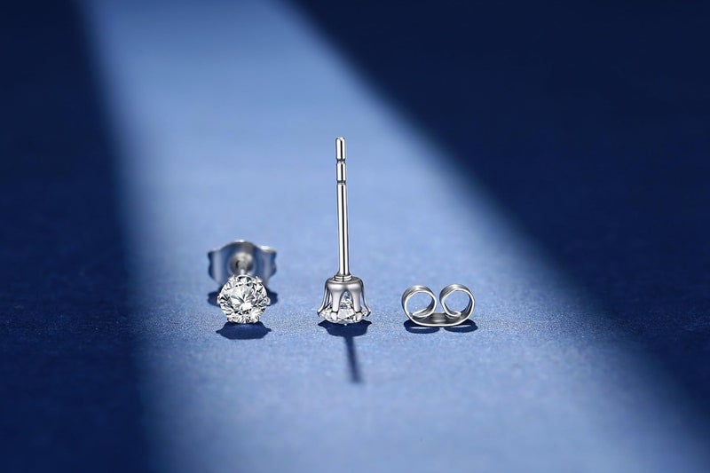 FOSIR Stud Earrings for Women, Stainless Steel 9 Pairs Cubic Zirconia Earrings Studs for Women, Hypoallergenic Earrings Set, 2mm 3mm 4mm - Image 3