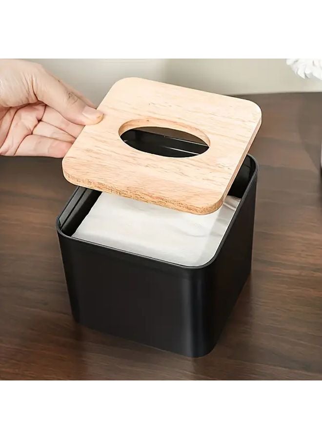 صندوق مناديل مربع أسود مع غطاء موزع مناديل فردي أو مزدوج للحمام والمطبخ - Image 5