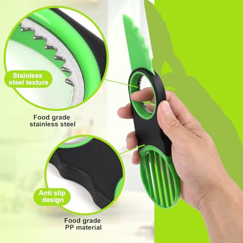 Ebecuoa Egg Slicers Avocado 3-in-1 Avocado Slicer Tool - Stainless Steel Peeler, avocados Pit Remover & Fruit Scooper - Safe Ergonomic Avocado Saver with Non-Slip Grip - Image 4