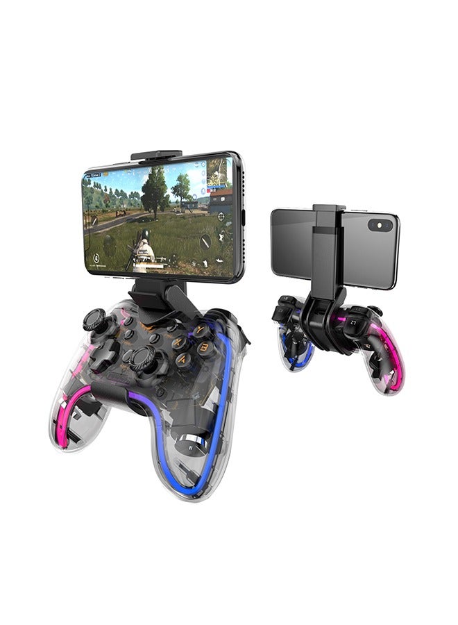 هافيت Wireless Game Controller, RGB Lighting Effect, Detachable Phone Holder, Multi-Device Compatible, Support Wired Connection to PC - Image 1
