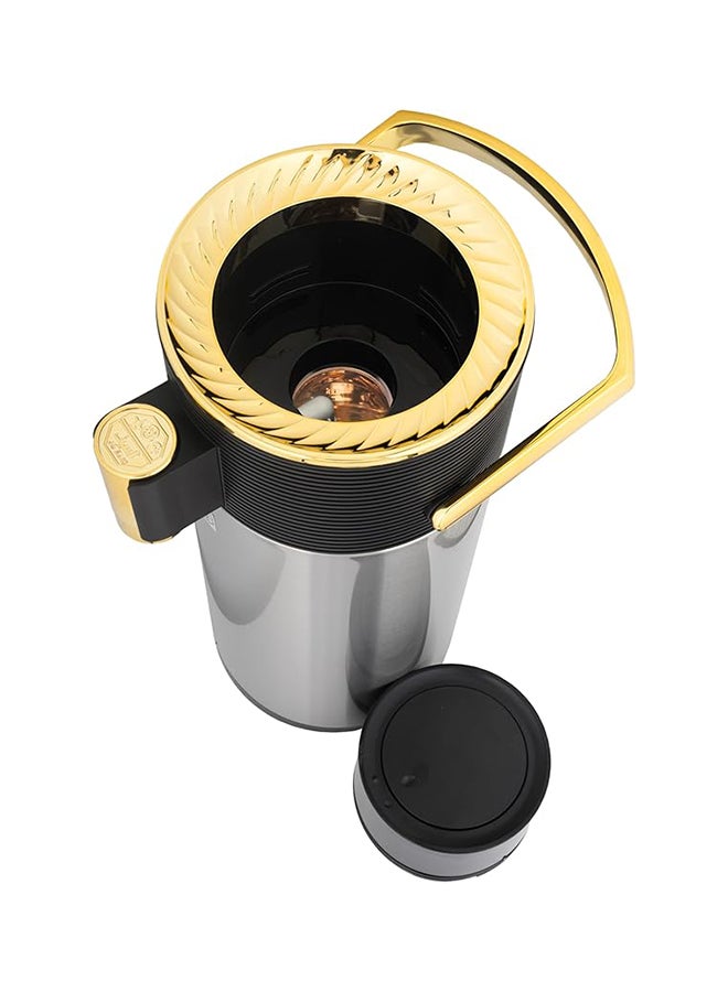 Alsaif Riva Coffee/Tea Flask ,Stainless Steel And Features An Easy Pump Action Pouring System, Stable Base, A Comfortable Handle,  2.2 Liters,Black/Gold. - Image 4