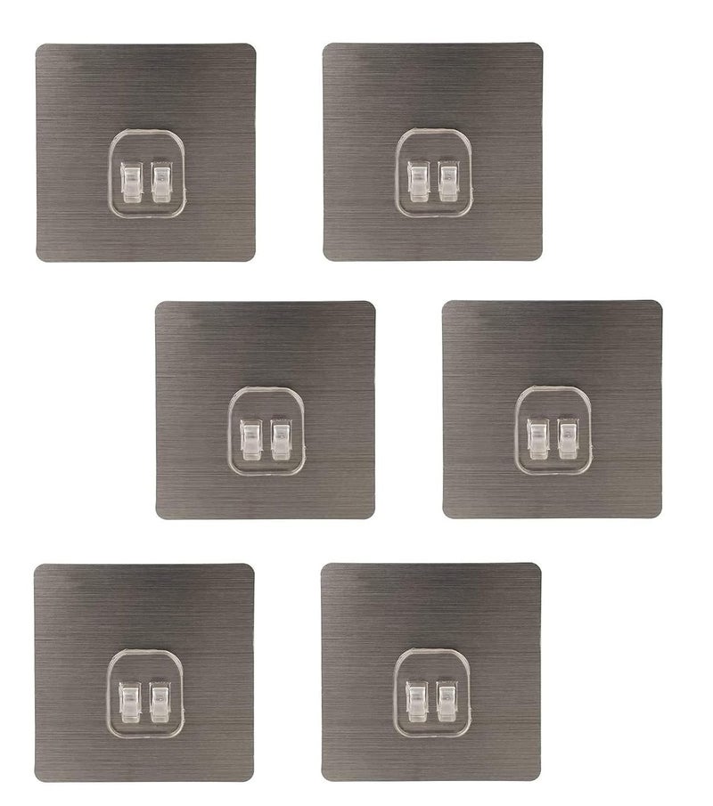 Glitzn Magic Plastic Self Adhesive Sticker Wall Hook Multi-Surface Damage-Free Hooks for Hanging Bathroom Self Corner Shelves Hook Kitchen (6 PCS) - Image 1
