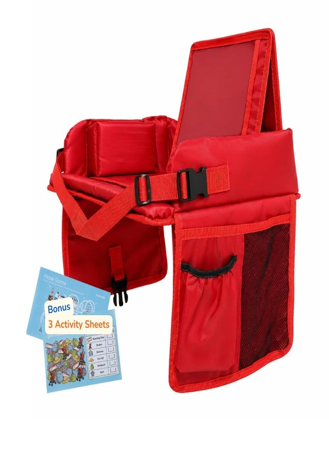 nomado Fold & Go Travel Tray- Cars & Flight Organizer w/Dry Erase Board- Tablet & Bottle Holder - Waterproof Snack Kids Lap Tray Table - Road Trip Activities Toddlers & Kids for Years (Red) - Image 1