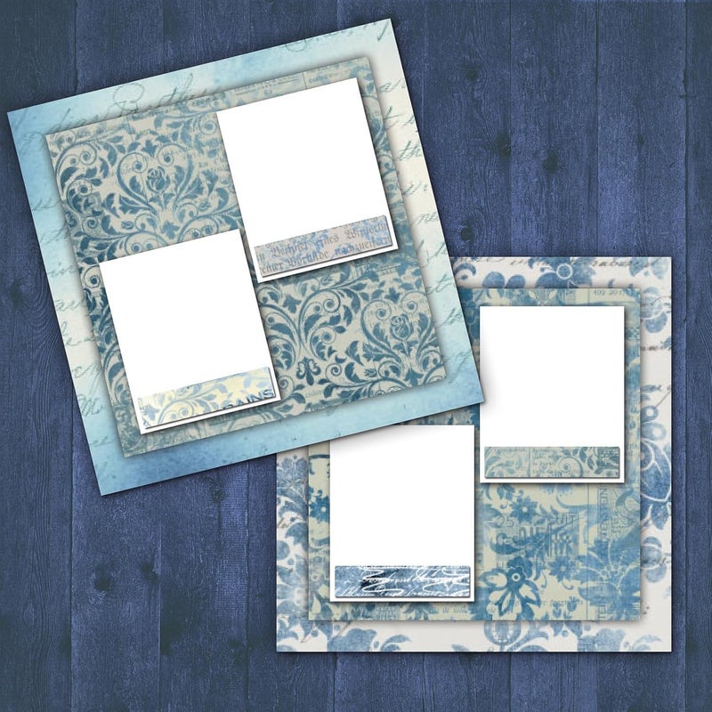 EggSun 48 Sheets Vintage Blue Floral Scrapbook Paper,Retro Blue Pattern Decorative Scrapbook Paper for Junk Journals DIY Cards and Photo Albums,Aesthetic Craft Supplies - Image 5