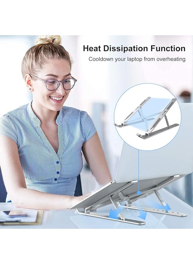 حامل لابتوب من الألومنيوم ب7 مستويات قابلة للتعديل . فضي - Image 3