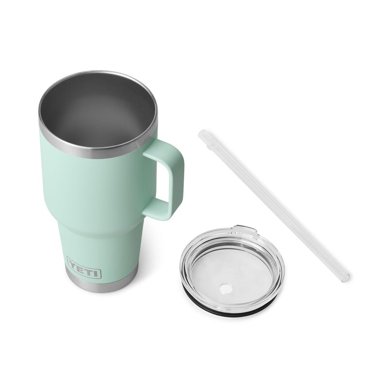 YETI Rambler 35 oz Tumbler with Handle and Straw Lid, Travel Mug Water Tumbler, Vacuum Insulated Cup with Handle, Stainless Steel, Seafoam - Image 3
