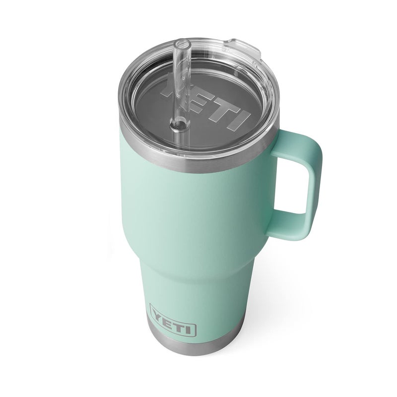 YETI Rambler 35 oz Tumbler with Handle and Straw Lid, Travel Mug Water Tumbler, Vacuum Insulated Cup with Handle, Stainless Steel, Seafoam - Image 1