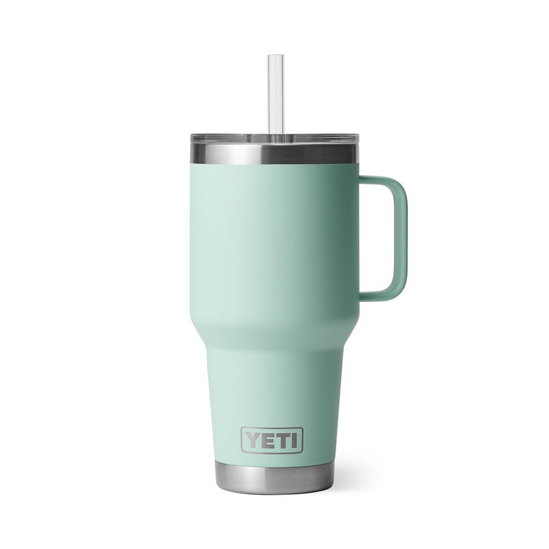 YETI Rambler 35 oz Tumbler with Handle and Straw Lid, Travel Mug Water Tumbler, Vacuum Insulated Cup with Handle, Stainless Steel, Seafoam - Image 5