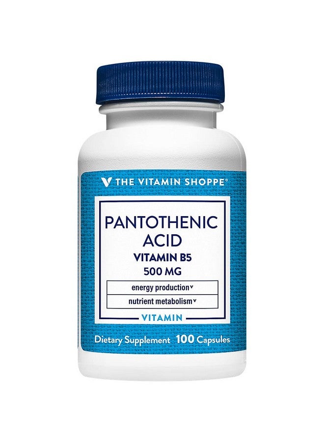 The Vitamin Shoppe Pantothenic Acid 500MG, with Vitamin B5, Supports Energy Production & Hair, Skin, Nails, Once Daily (100 Capsules) - Image 2