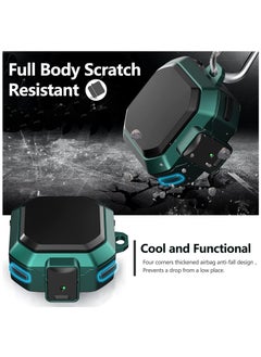 KASTWAVE Armor Case Cover for Samsung Galaxy Buds Pro, Galaxy Buds Live, Galaxy Buds 2 Case Cover with Security Lock, Hard Rugged PC Shockproof Case Cover with Keychain Straps Green  - Image 5