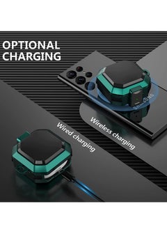 KASTWAVE Armor Case Cover for Samsung Galaxy Buds Pro, Galaxy Buds Live, Galaxy Buds 2 Case Cover with Security Lock, Hard Rugged PC Shockproof Case Cover with Keychain Straps Green  - Image 4