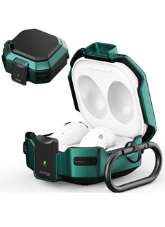 KASTWAVE Armor Case Cover for Samsung Galaxy Buds Pro, Galaxy Buds Live, Galaxy Buds 2 Case Cover with Security Lock, Hard Rugged PC Shockproof Case Cover with Keychain Straps Green  - Image 1