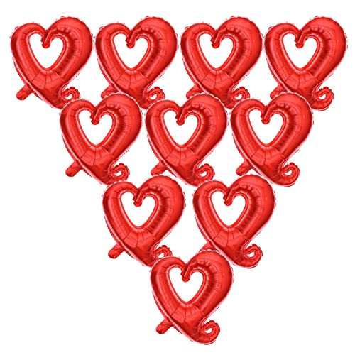 Soochat Red Heart Balloons Heart Shape Foil Mylar Helium Balloon for Valentines Day Wedding Party Decorations 10 Pcs - Image 1