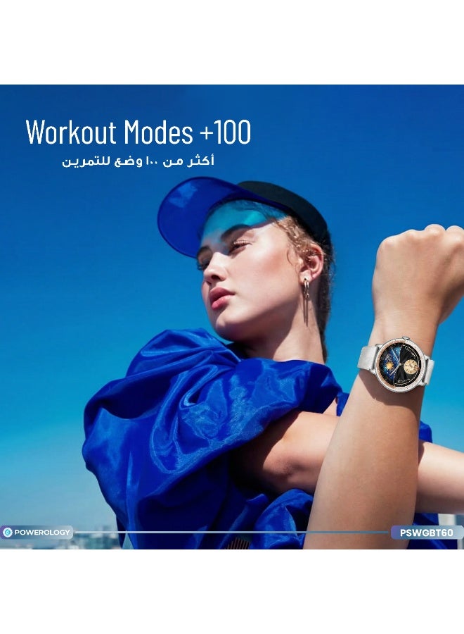 Powerology Gazelle Urban Elegance Smartwatch with GPS and Health Tracking /Smart Watch for Women / Stress Level Monitoring / 5 Days Battery Life / Android 8.0+, iOS 12+ Compatible - Pink - Image 5