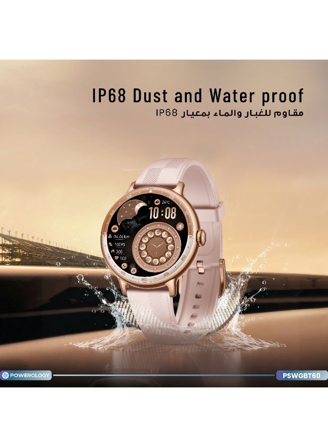 Powerology Gazelle Urban Elegance Smartwatch with GPS and Health Tracking /Smart Watch for Women / Stress Level Monitoring / 5 Days Battery Life / Android 8.0+, iOS 12+ Compatible - Pink - Image 3