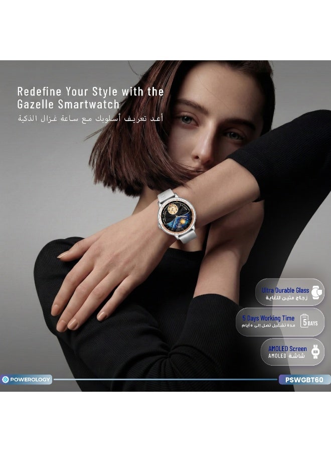 Powerology Gazelle Urban Elegance Smartwatch with GPS and Health Tracking /Smart Watch for Women / Stress Level Monitoring / 5 Days Battery Life / Android 8.0+, iOS 12+ Compatible - Pink - Image 2