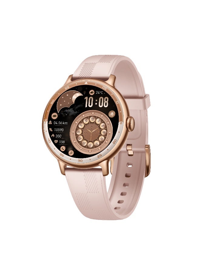 Powerology Gazelle Urban Elegance Smartwatch with GPS and Health Tracking /Smart Watch for Women / Stress Level Monitoring / 5 Days Battery Life / Android 8.0+, iOS 12+ Compatible - Pink