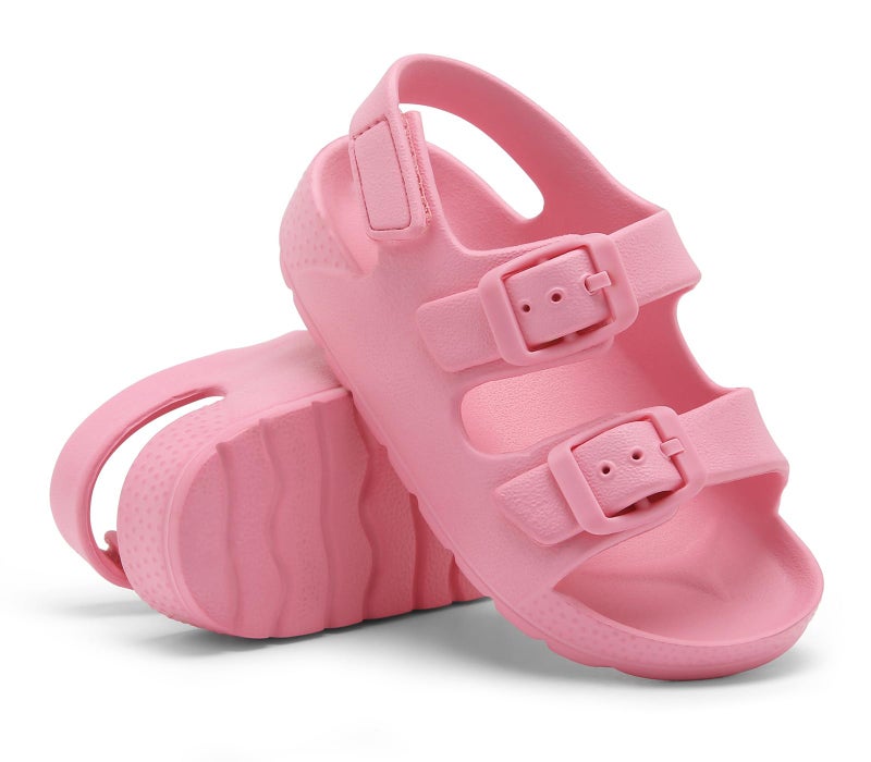 ChayChax Toddler Boys Girls Double Buckle Sandals Children's Adjustable Back Strap Water Sandal, Pink, 10 Toddler - Image 4
