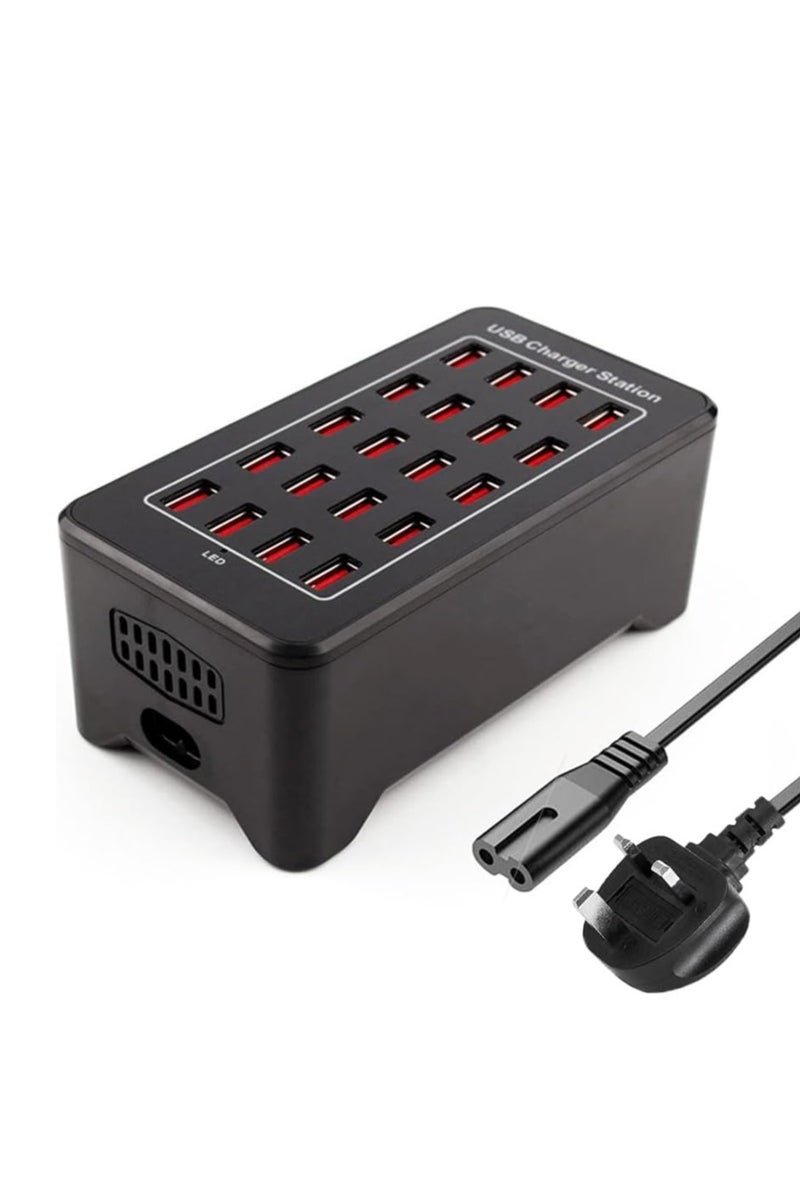 جوي لينك محطة شحن USB Joyelink، محطة شحن USB ذات 20 منفذًا، شاحن متعدد المنافذ، محور شحن لشحن الهواتف الذكية والأجهزة اللوحية والأجهزة الأخرى التي تعمل بواسطة USB - Image 1