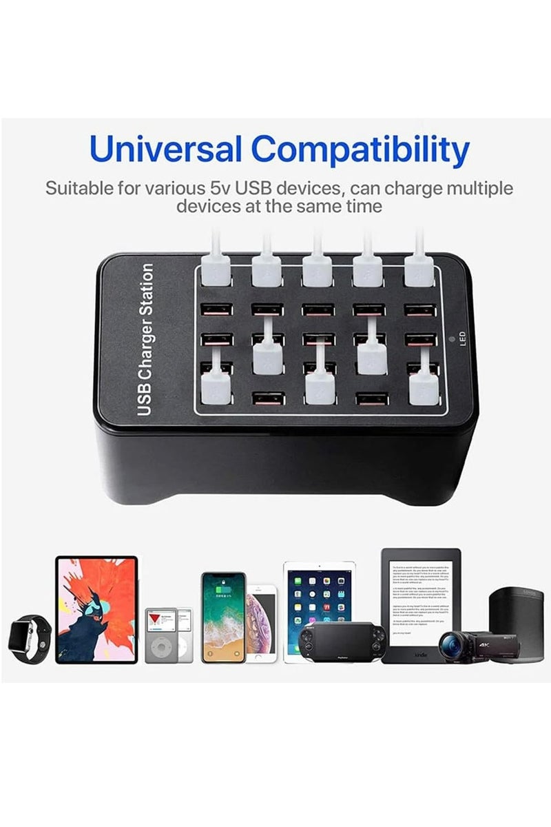 جوي لينك محطة شحن USB Joyelink، محطة شحن USB ذات 20 منفذًا، شاحن متعدد المنافذ، محور شحن لشحن الهواتف الذكية والأجهزة اللوحية والأجهزة الأخرى التي تعمل بواسطة USB - Image 2