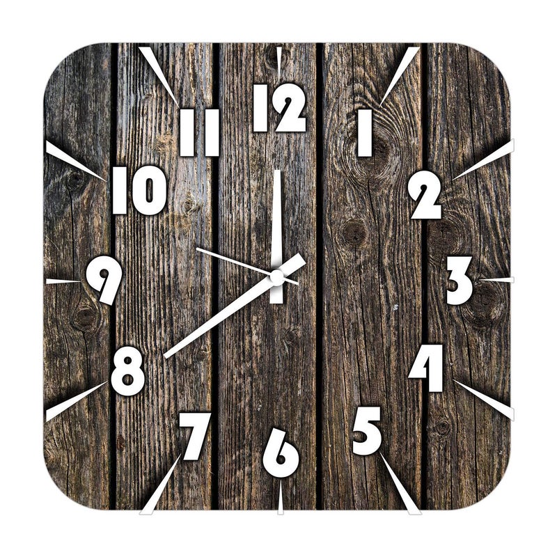 KARTIK Printed Designer Square Wooden Analog Wall Clock Without Glass for Home/Living Room/Bedroom/Kitchen and Office (Multicolor-6) - Image 4